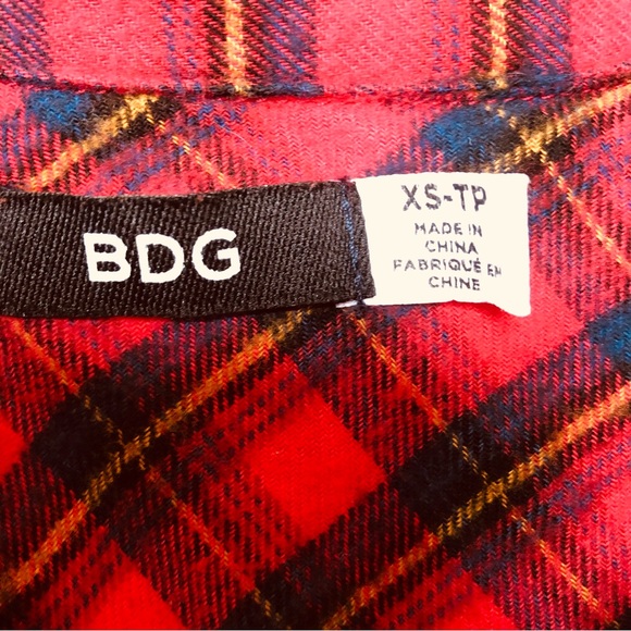 BDG Louie Flannel Plaid Lace Layered Red & Blue shacket XS - Picture 7 of 11